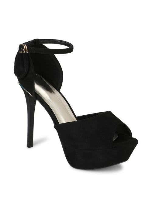 black faux leather ankle strap sandals - 13696522 - Very Small Image - 1