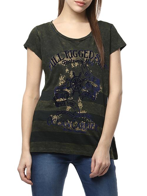 green printed cotton regular tee - 13697850 - Very Small Image - 1