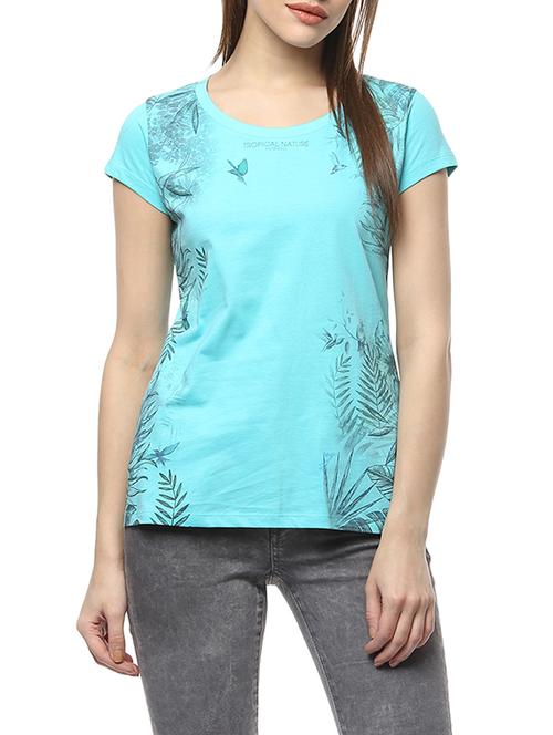 light blue printed cotton regular tee - 13697861 - Very Small Image - 1