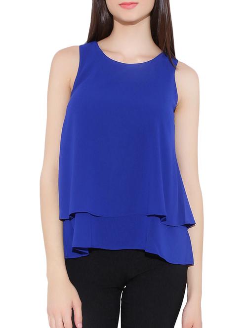 dark blue chiffon layered top - 13698858 - Very Small Image - 1