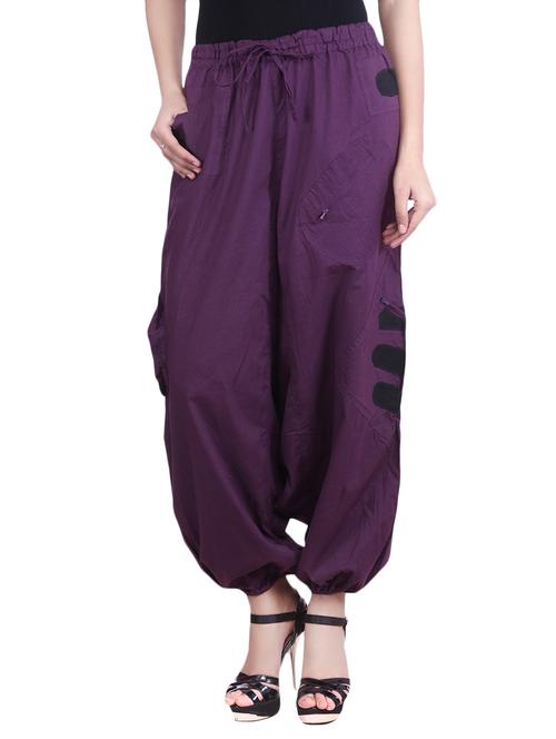 purple cotton harem salwars - 13701686 - Very Small Image - 1