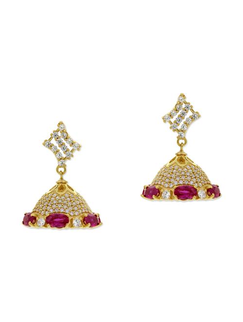 red silver jhumka earrings - 13710394 - Very Small Image - 1