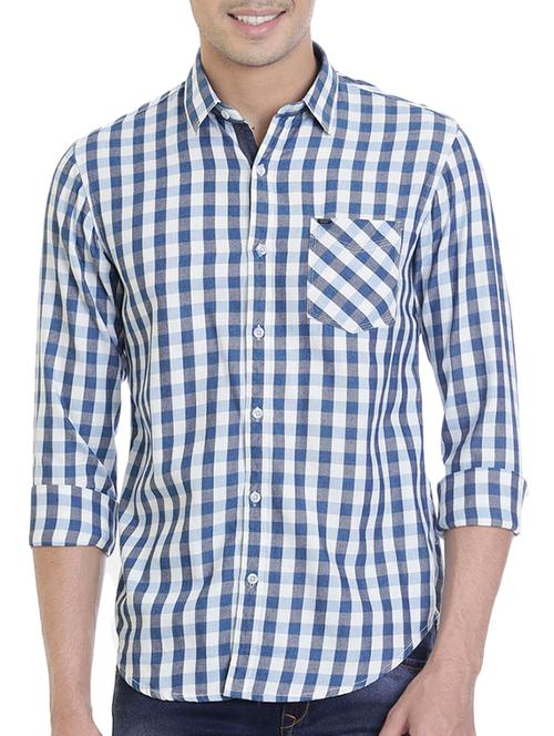 blue cotton casual shirt - 13710453 - Very Small Image - 1