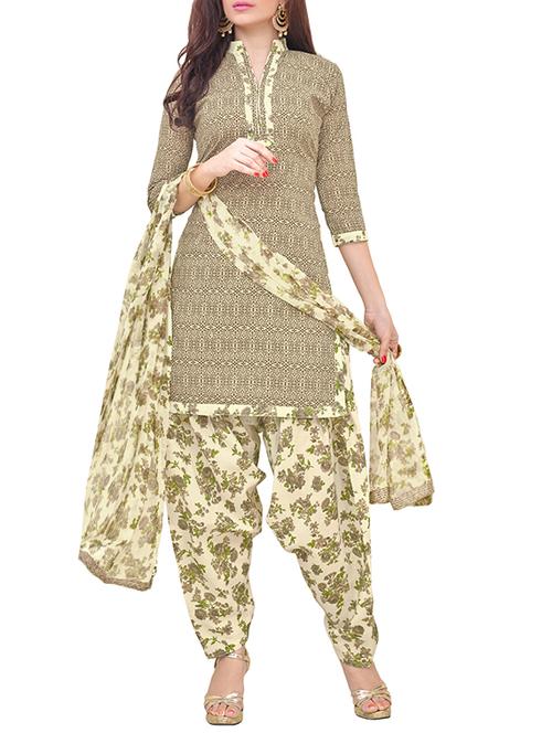 printed unstitched patiyala suit - 13710703 - Very Small Image - 1
