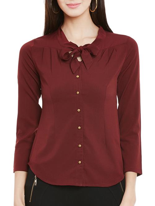 marsala tie up regular shirt - 13711866 - Very Small Image - 1