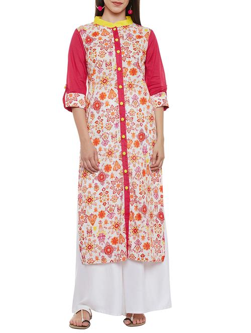 pink colored cotton straight kurta - 13711946 - Very Small Image - 1