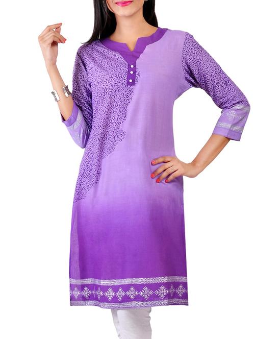 purple cotton straight kurta - 13712069 - Very Small Image - 1
