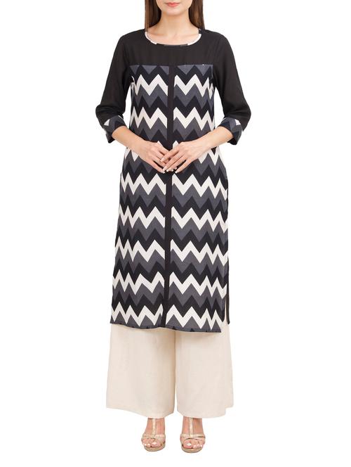 black viscose straight kurta - 13716408 - Very Small Image - 1