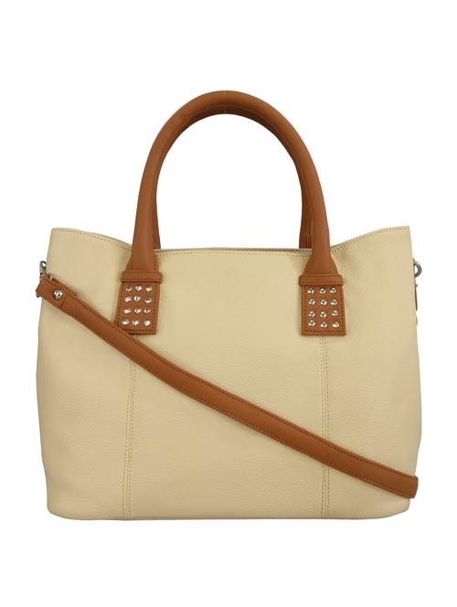 cream leatherette regular handbag - 13717466 - Very Small Image - 1