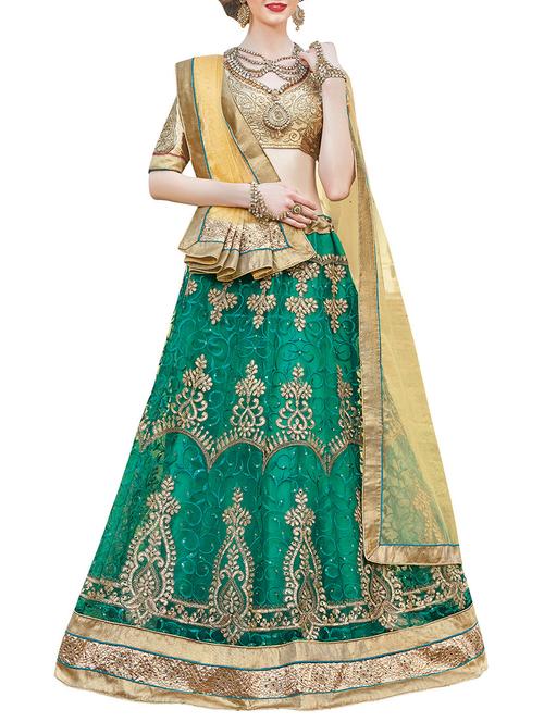 green net panelled lehenga - 13718905 - Very Small Image - 1