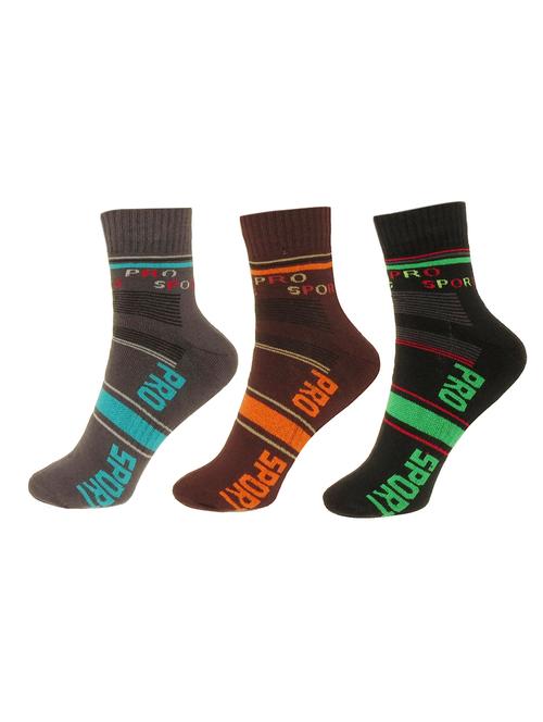 set of 3 multi colored cotton ankle length sock - 13720049 - Very Small Image - 1