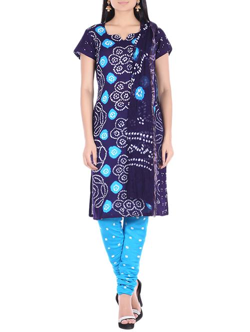 blue cotton blend churidaar suits unstitched suit - 13720744 - Very Small Image - 1