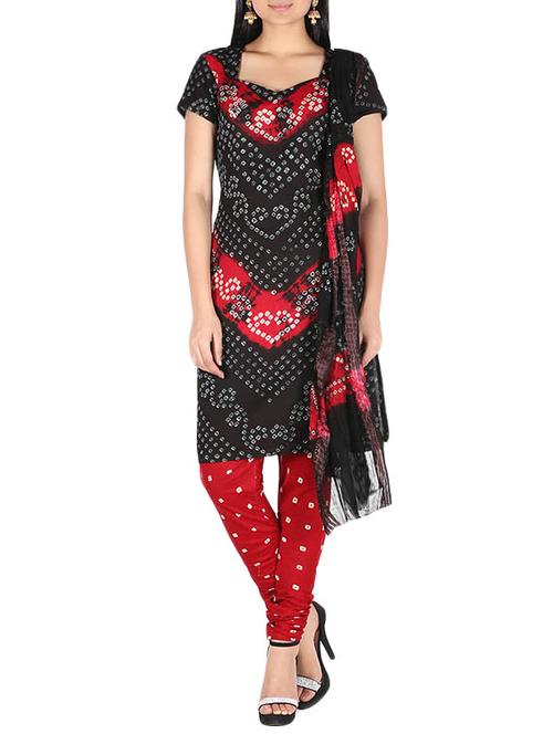 black cotton blend churidaar suits unstitched suit - 13720757 - Very Small Image - 1