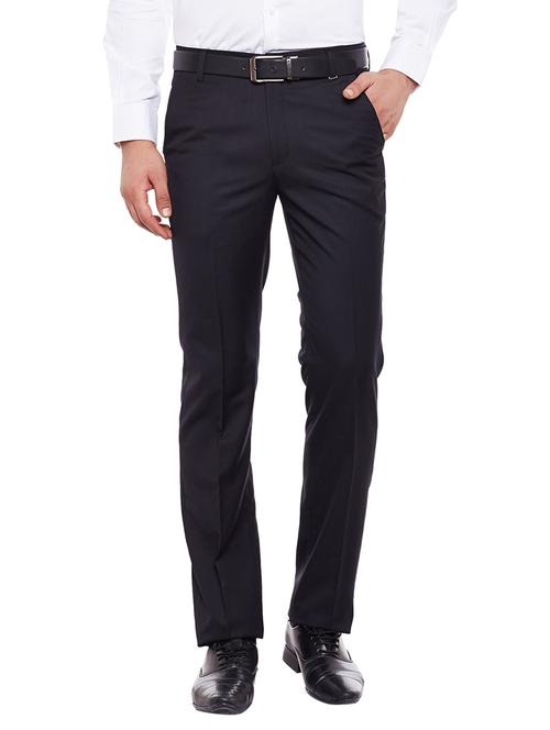 black polyester flat front trousers formal - 13723037 - Very Small Image - 1