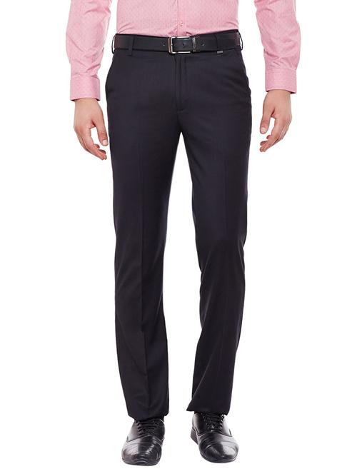 black polyester flat front trousers formal - 13723040 - Very Small Image - 1