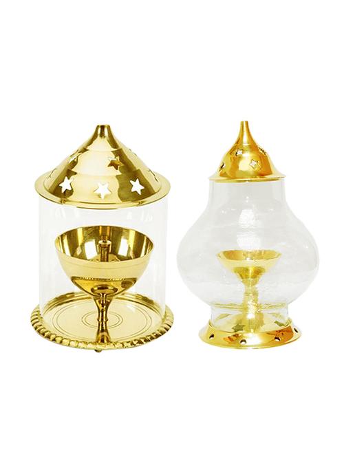 decorate india brass akhand diya with brass table diya set - 13725184 - Very Small Image - 1