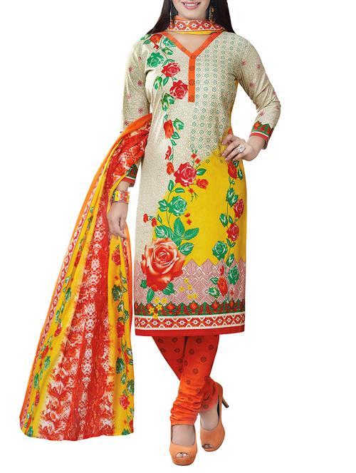 multi colored cotton churidaar suits unstitched suit - 13725282 - Very Small Image - 1