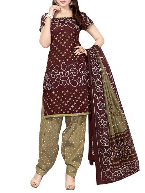 brown salwar suits dress material - 13725300 - Very Small Image - 1
