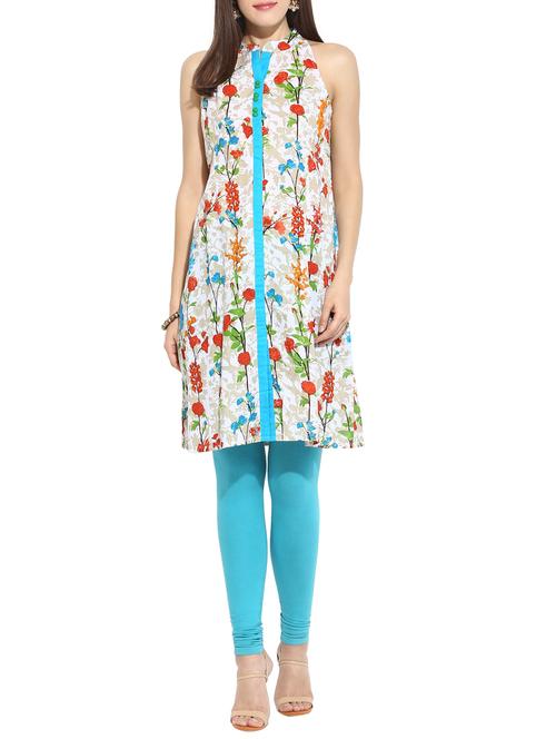 white cotton printed kurta - 13725992 - Very Small Image - 1