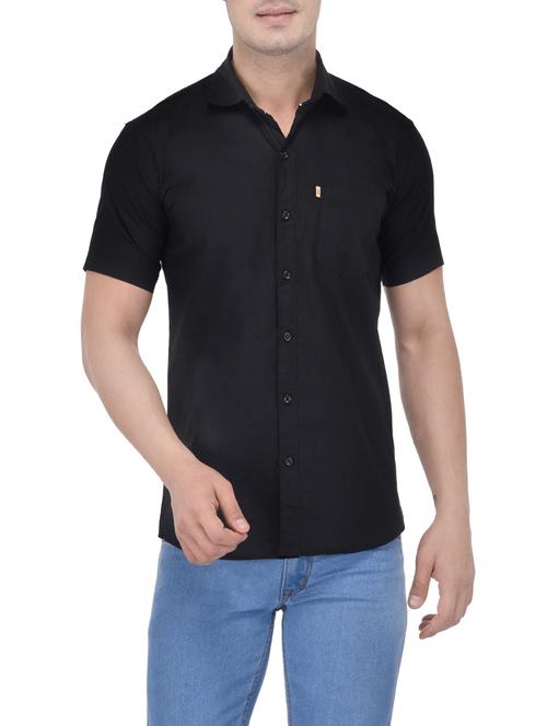 black cotton casual shirt - 13726390 - Very Small Image - 1