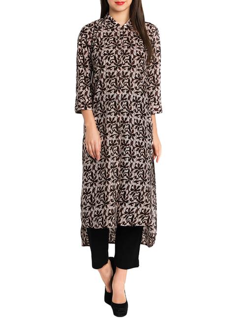 high-low printed kurta with pant set - 13728584 - Very Small Image - 1