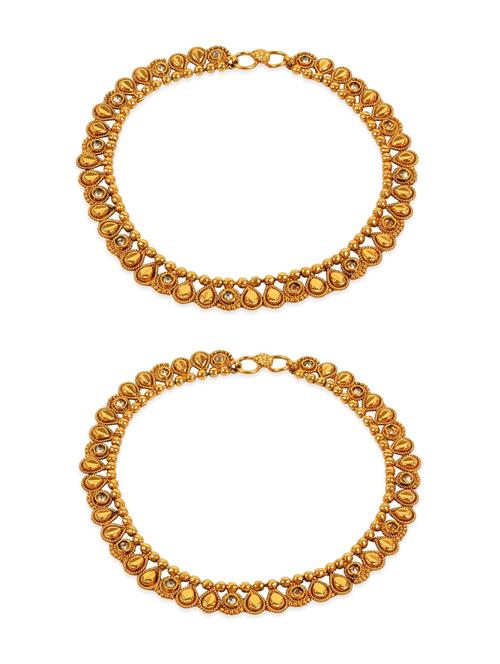 gold metal anklets and payal - 13729955 - Very Small Image - 1