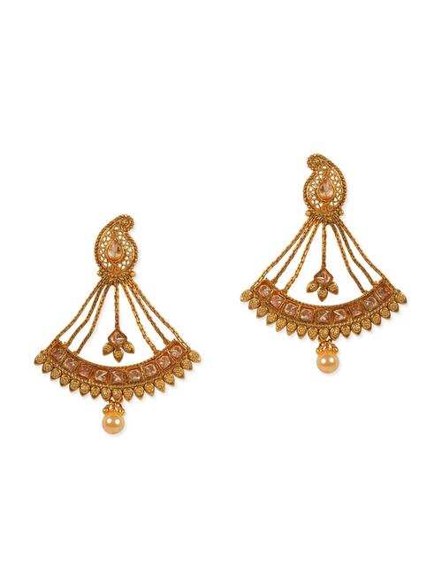 gold metal chandelier earrings - 13729998 - Very Small Image - 1