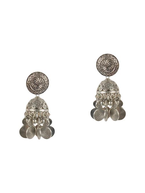 silver metal jhumka earrings - 13730039 - Very Small Image - 1