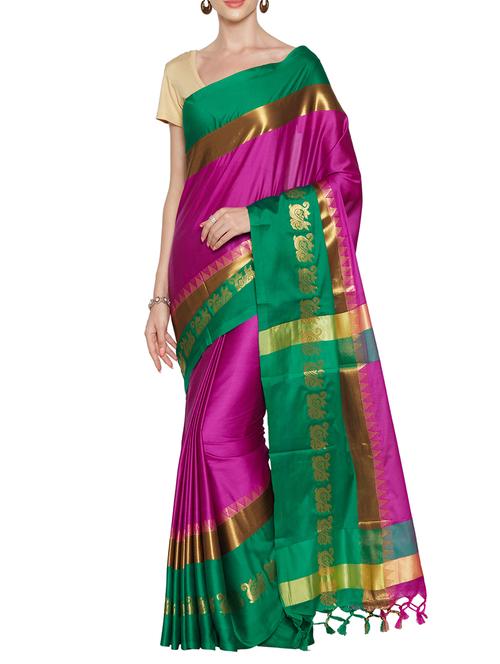 pink cotton silk handloom saree with blouse - 13730263 - Very Small Image - 1
