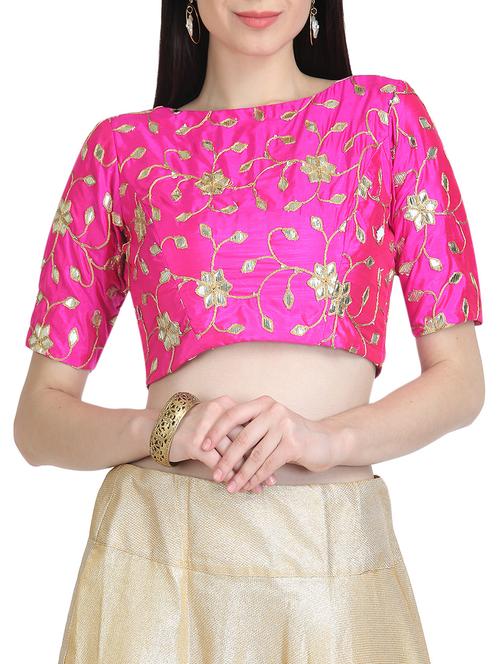 kaanchie nanggia pink embroidered stitched blouse - 13735892 - Very Small Image - 1