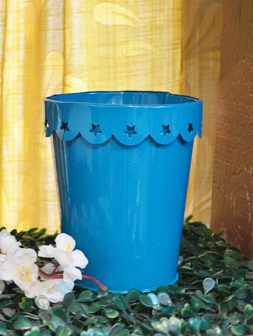 Blue Metal Planter - 13735981 - Very Small Image - 1