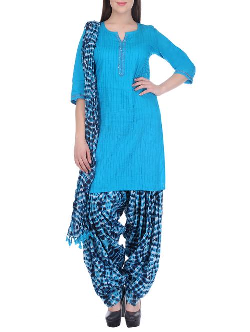 turquoise stitched patiyala suit - 13737263 - Very Small Image - 1
