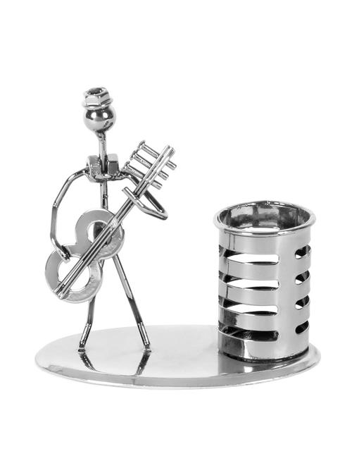 iron pen stand and musician playing guitar table top showpiece - 13740906 - Very Small Image - 1
