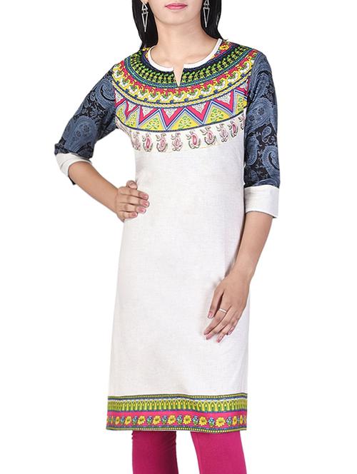 white cotton regular kurta - 13742615 - Very Small Image - 1