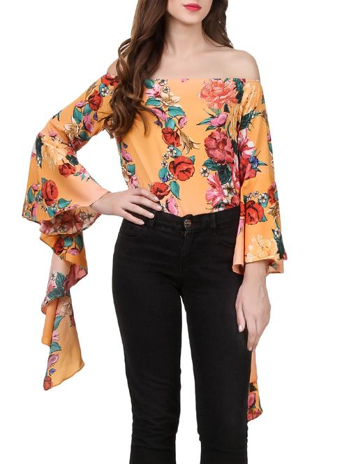 yellow floral printed top - 13744386 - Very Small Image - 1