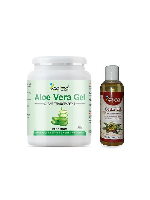 aloe vera gel raw (500 gram) and castor oil 100ml - 13744457 - Very Small Image - 1