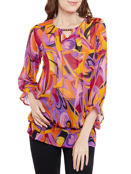 pink georgette blouson top - 13744552 - Very Small Image - 1