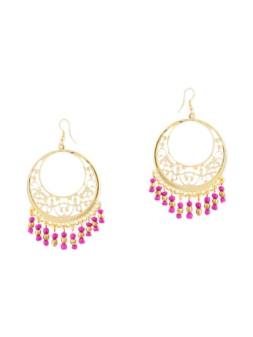 gold gold plated chandbali earrings - 13744886 - Very Small Image - 1