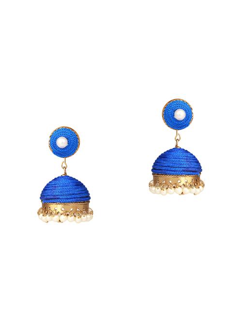 blue copper jhumka earrings - 13746020 - Very Small Image - 1