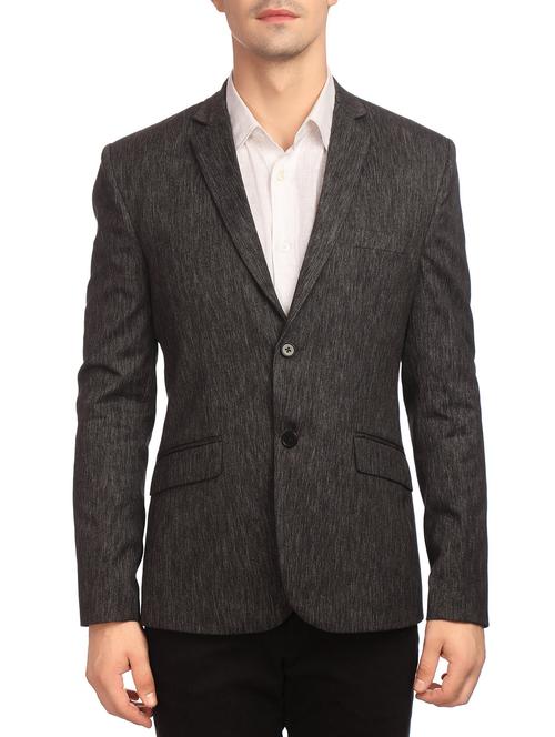 solid black cotton blend formal blazer - 13746174 - Very Small Image - 1