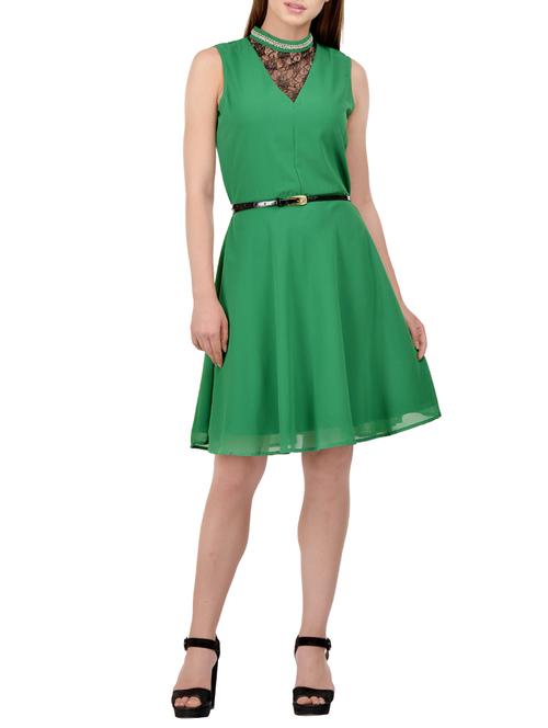 women's fit & flare solid dress - 13746573 - Very Small Image - 1