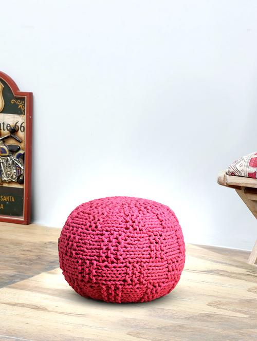 romee hand knitted pink cotton pouf - 13746837 - Very Small Image - 1