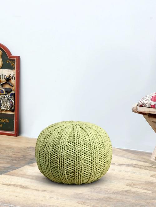 romee hand knitted green cotton pouf - 13746840 - Very Small Image - 1