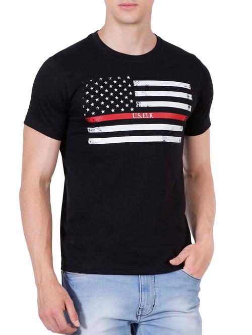 black cotton chest print t-shirt - 13747848 - Very Small Image - 1
