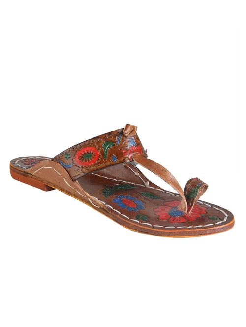 brown one toe kolhapuri - 13748480 - Very Small Image - 1