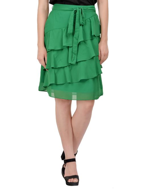 green georgette ruffle skirt - 13750281 - Very Small Image - 1