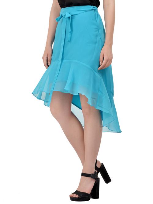 light blue georgette ruffle skirt - 13750282 - Very Small Image - 1