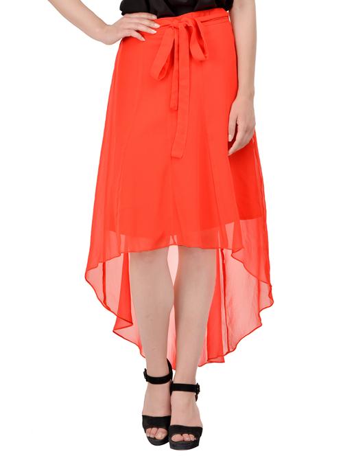 tie knot detail high low skirt - 13750284 - Very Small Image - 1