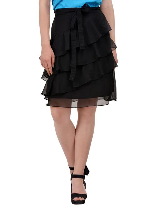 black georgette ruffle skirt - 13750286 - Very Small Image - 1