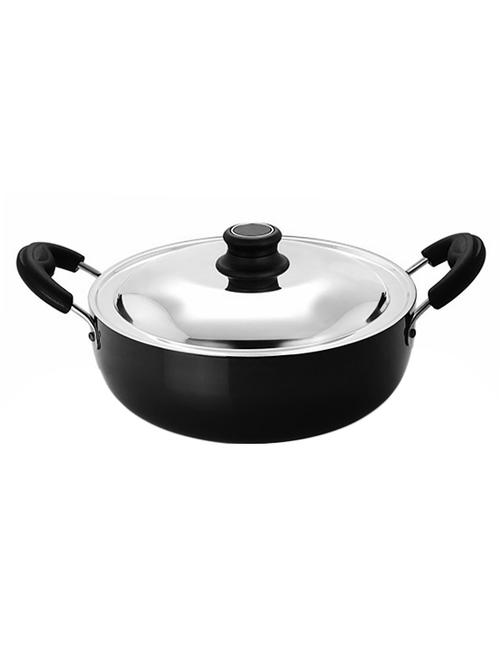 pristine hard anodised aluminium kadai with stainless steel lid (28 cm) - 13752256 - Very Small Image - 1